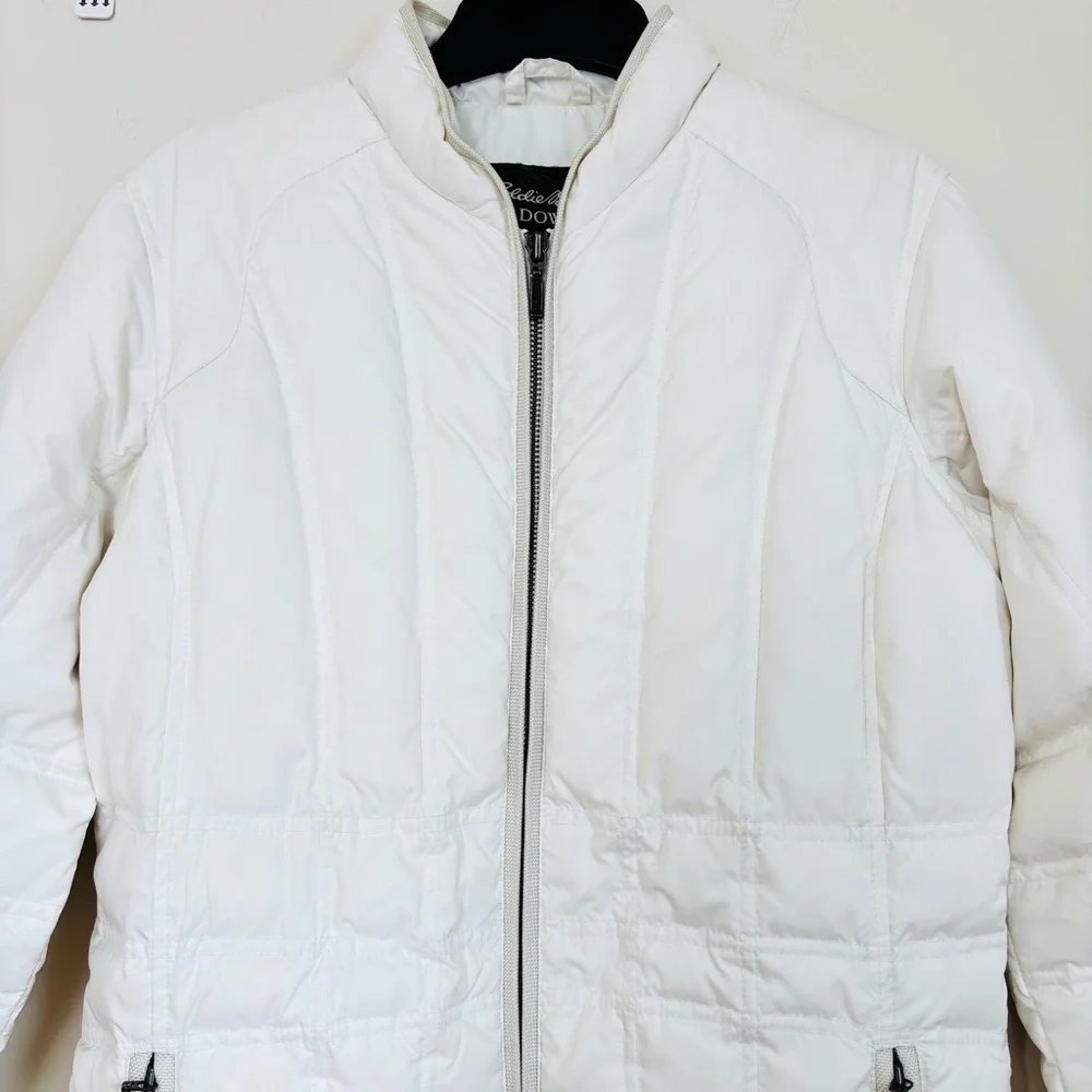 Eddie Bauer Y2K white sportsman goose down zip up quilted jacket puffer coat M/T